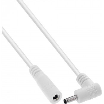 InLine® DC pagarinājuma kabelis ar leņķa kontaktdakšu, 3.5 x 1.35 mm, balts, 0.5 m