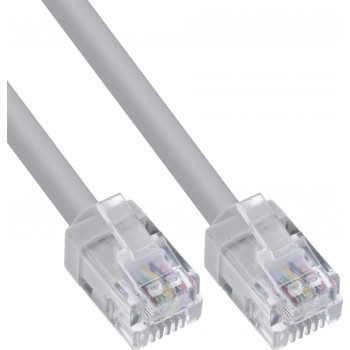 InLine® Modulārais apaļais kabelis RJ12, tēviņš/tēviņš, 6-dzīslu, 6P6C, 1m