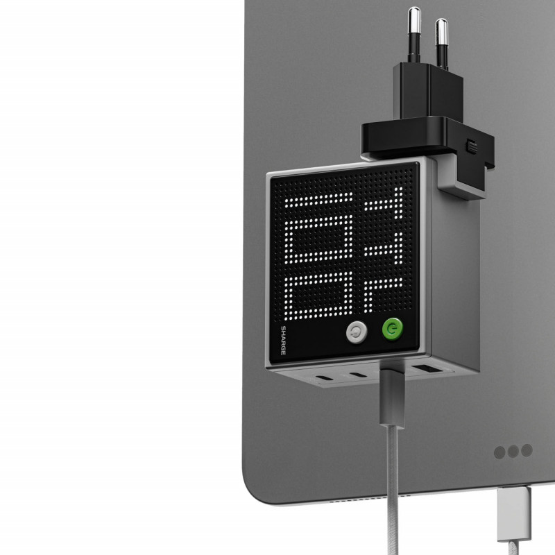 SHARGE Pixel 100 GaN lādētājs, 100W, 3x USB-C, 1x USB-A - pelēks