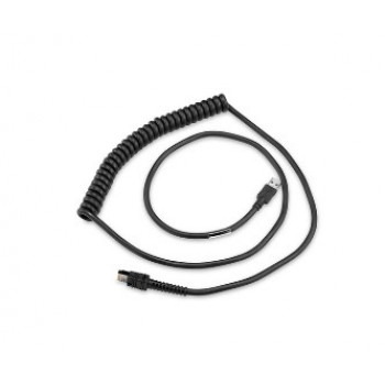 Zebra ekranēts spirālveida USB kabelis, Series A, 9 ft, BC1.2 High Current, -30C (CBA-UF6-C09ZAR)