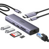 UGREEN 60515 7-in-1 USB-C daudzportu adapteris, 4K HDMI, Gigabit Ethernet, 100 W PD, pelēks