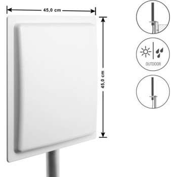 Navilock lidojuma navigācijas antena, N Jack, 13 dBi, virziena, sienas/masta stiprinājums, āra, balta (60771)