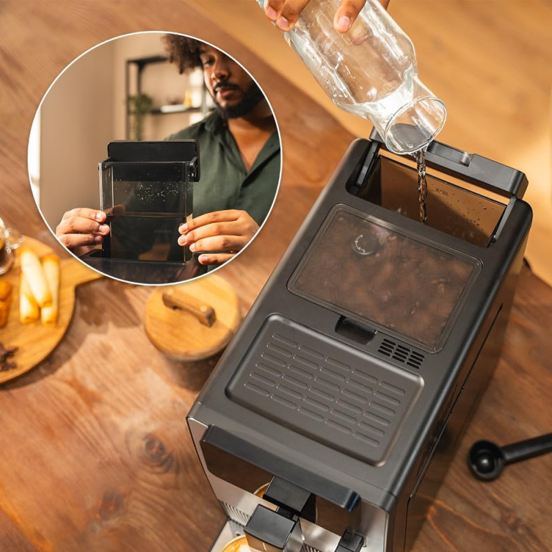 Cecotec Cremmaet Latte Touch pilnībā automātiska kafijas mašīna, 19 bar, iebūvēts piena putotājs, 1500 W, melna