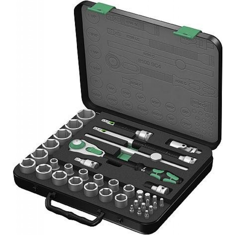Wera 8100 SC 4 Zyklop sprūdrata uzgriežņu atslēgu komplekts, 1/2 collas, 38 gab. (05003647001)
