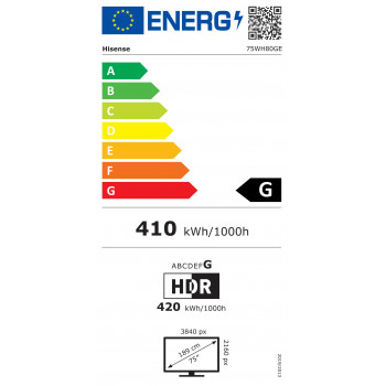 Hisense 75WH80GE 75 inch augsta spilgtuma displejs skatlogiem, 4K UHD, 4000 cd/m², 24/7, Android
