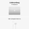 Apple MacBook Air 15 inch M5 10 kodolu CPU 10 kodolu GPU 24GB RAM 2TB SSD - sudraba, vācu klaviatūra ar Touch ID, 35W divu USB-C portu strāvas adapteris (CTO)