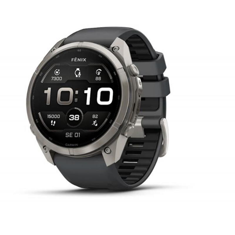 Garmin Fenix 9 Pro viedpulkstenis – 51 mm titāna korpuss ar grafīta/melnu silikona siksniņu