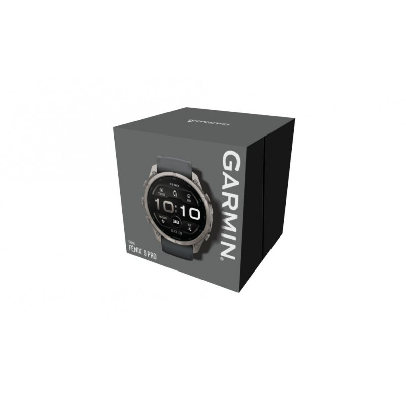 Garmin Fenix 9 Pro viedpulkstenis – 51 mm titāna korpuss ar grafīta/melnu silikona siksniņu