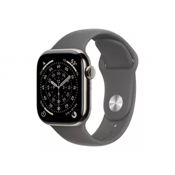 Apple Watch Series 11 GPS + Cellular 42 mm Natural titāna korpuss ar pelēku sporta siksniņu, S/M