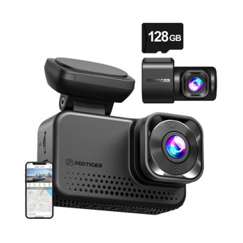 REDTIGER VC70 Wi-Fi 4K + 2.5K automašīnas videokamera ar 128GB karti