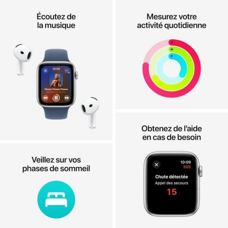 Apple Watch SE (GPS) 40 mm, Midnight alumīnija korpuss ar Midnight sporta siksniņu – S/M