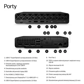 HP 8G2i Mini dators - Intel Core Ultra 7 356H, 16GB RAM, 512GB SSD, Windows 11 Pro