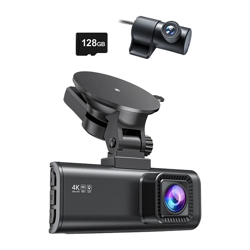 REDTIGER F7NP Wi-Fi 4K + 1080p automašīnas videokamera, 128GB
