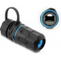 Delock kabeļa savienotājs RJ45 ligzda uz RJ45 ligzda Cat.6A ar M20 x 1.5 mm vītni un noslēgvāciņu ar korpusu IP68 pret putekļiem un ūdensdrošs (91840)