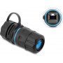 Delock kabeļa savienotājs RJ45 ligzda uz RJ45 ligzdu Cat.6A ar M23.5 x 1.5 mm vītni un vāciņu ar korpusu IP68 pret putekļiem un ūdeni (91841)