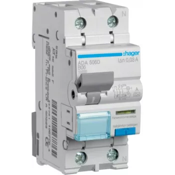 Hager ADA506D diferenciālais automātslēdzis 1P+N, 10 kA, B6 A, 30 mA