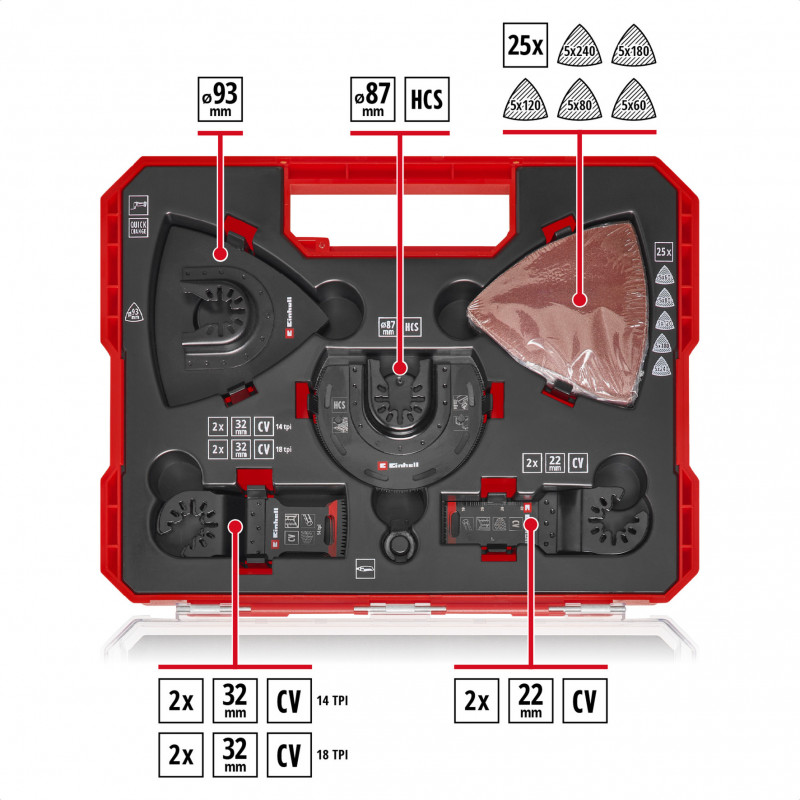 Einhell 708136 daudzfunkciju instrumenta piederumu komplekts, 35 gabali, XL-PLUS-CASE