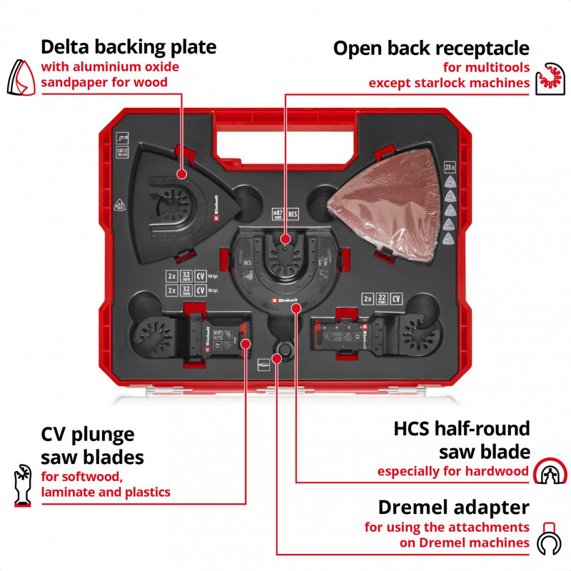 Einhell 708136 daudzfunkciju instrumenta piederumu komplekts, 35 gabali, XL-PLUS-CASE