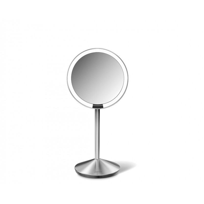 simplehuman salokāmais kosmētiskais spogulis ar sensoru, 12 cm, uzlādējams, matēts nerūsējošais tērauds