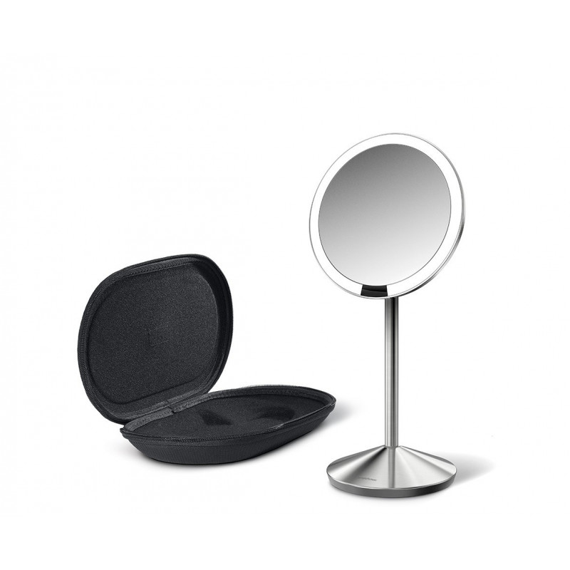 simplehuman salokāmais kosmētiskais spogulis ar sensoru, 12 cm, uzlādējams, matēts nerūsējošais tērauds
