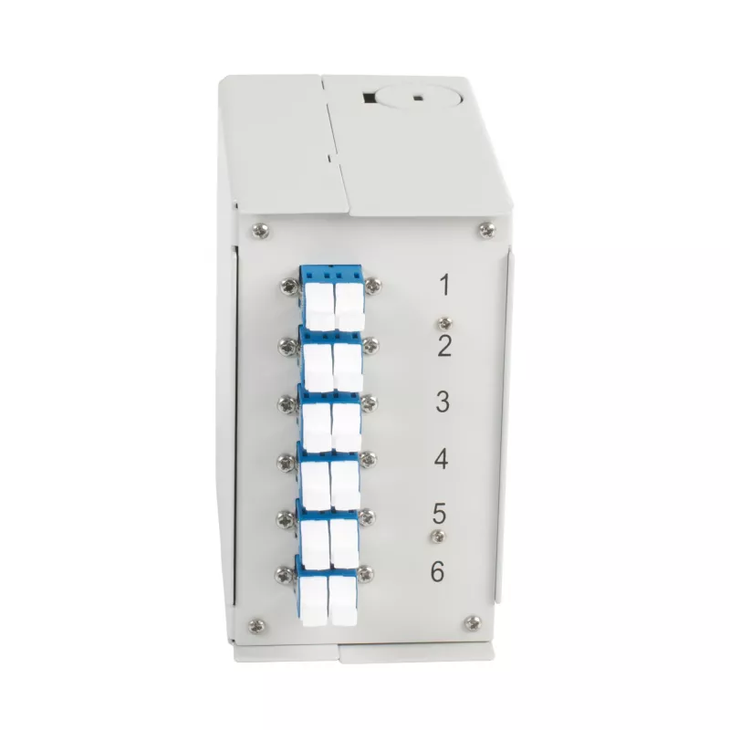 EFB Elektronik DIN sliedes optiskās šķiedras kārba OS2 G652D, 12x LC pigtail, 6x LC duplex savienotāji (BHS70921.12)