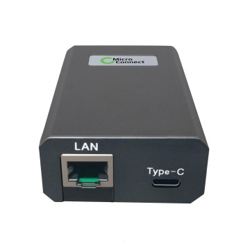 Microconnect POEINJ-60W-USBC gigabitu PoE inžektors, IEEE 802.3af/802.3bt, 100 m, melns