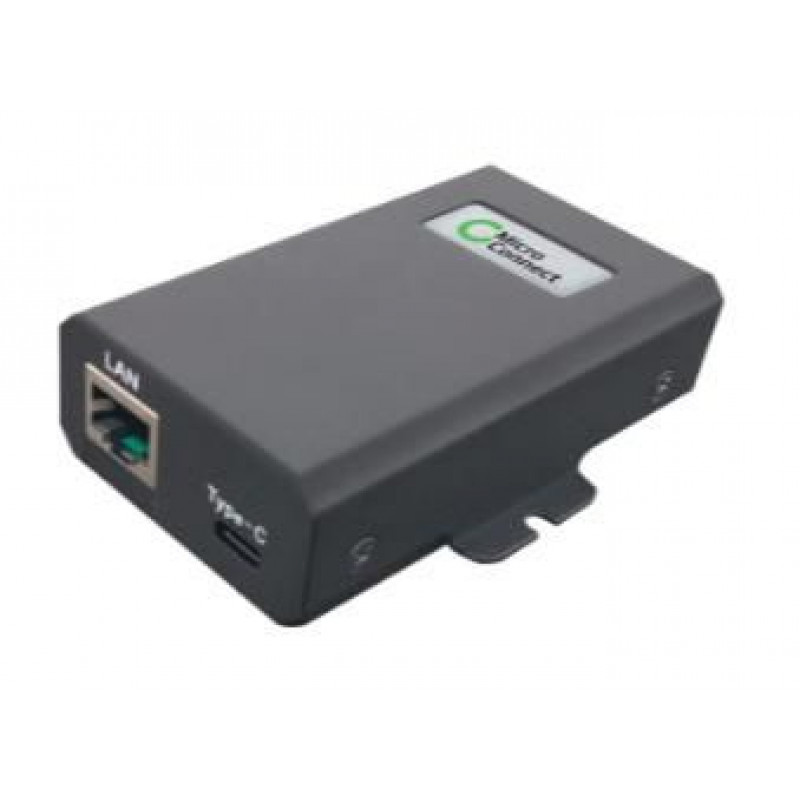 Microconnect POEINJ-60W-USBC gigabitu PoE inžektors, IEEE 802.3af/802.3bt, 100 m, melns