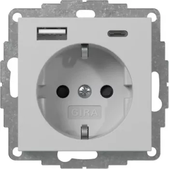 Gira kontaktligzda ar USB, pelēka (2459015)