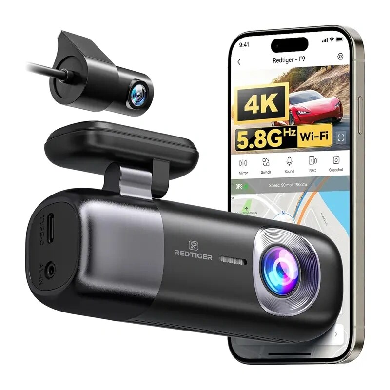 REDTIGER F9 WiFi 4K + 1080p auto videoreģistrators