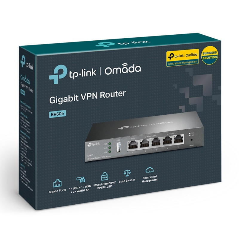 TP-Link ER605 (TL-R605) gigabitu VPN maršrutētājs, melns
