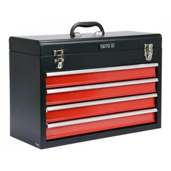 Yato YT-08874 maza izmēra detaļu un instrumentu kaste, nerūsējošais tērauds, melna/sarkana