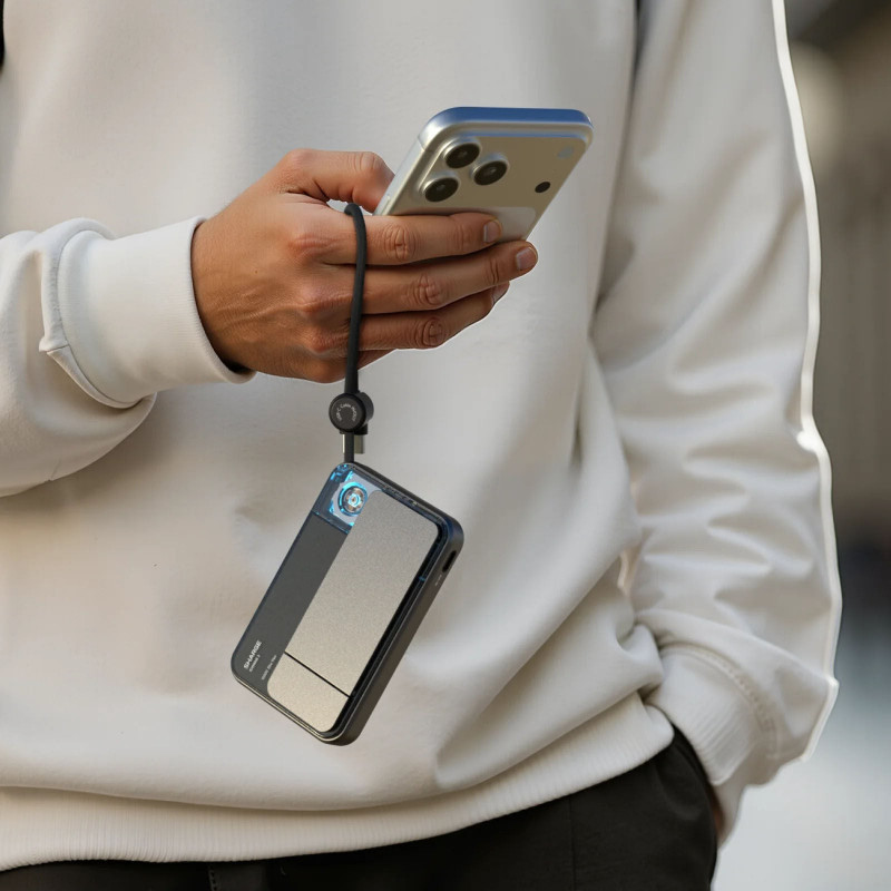 SHARGE ICEMAG 3 pārnēsājamais akumulators, 10 000 mAh, 25 W Qi2, 35 W USB-C, melns
