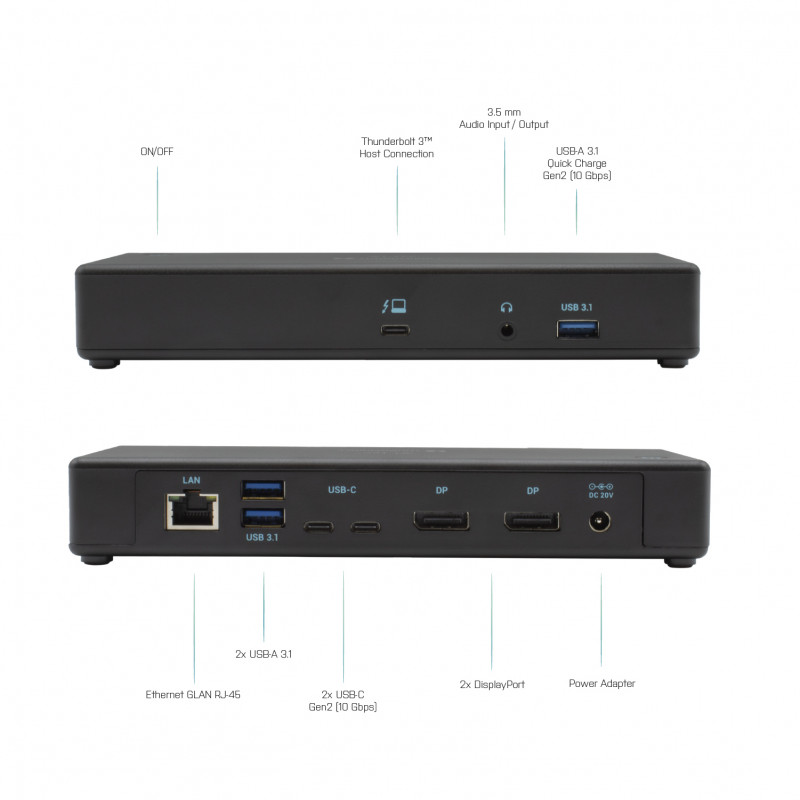 i-tec Thunderbolt 3/USB-C dokstacija ar diviem DisplayPort 4K un 85W PD