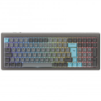 Ducky Cushion 98 spēļu klaviatūra, 96%, DE izkārtojums (ISO), Shush zaļie slēdži - Nickel (DKCUS2598-DDDEPHCC3H1)