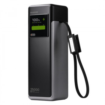 SHARGE HyperTower 170 pārnēsājamais akumulators, 25 000 mAh, 170 W, 4 vienā, melns