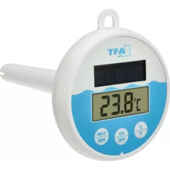 TFA Dostmann digitālais baseina termometrs ar saules bateriju, balts/tirkīza, 30.1068.02