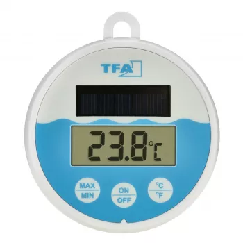TFA Dostmann digitālais baseina termometrs ar saules bateriju, balts/tirkīza, 30.1068.02