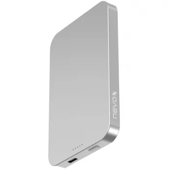 Nevox bezvadu magnētiskā pārnēsājamā baterija Qi2, 5000 mAh, sudraba/balta