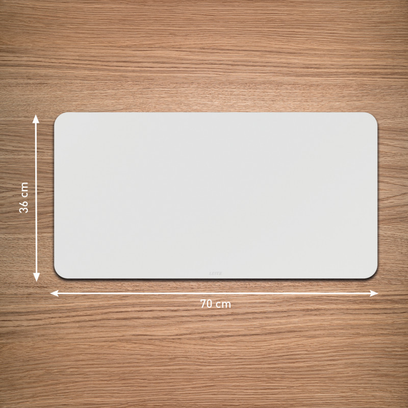 LEITZ galda paliktnis 700 x 360 mm, pārstrādāta āda, pelēks, gluds, noapaļots