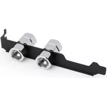 Alphacool ES PCIe slota kronšteins ar 2x G1/4 iekšējo vītni un kabeļu caurvadu