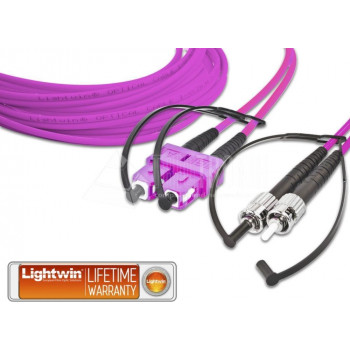 Lightwin optiskās šķiedras savienojuma kabelis SC–ST OM4, 2 m, violets