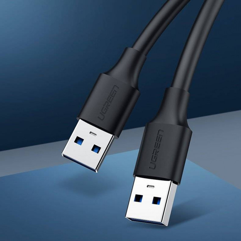 Ugreen US102 USB 2.0 kabelis tēviņš uz tēviņu, 0,5 m, melns