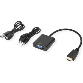 Secomp STANDARD HDMI uz VGA + audio adaptera kabelis, vīrišķais/sieviešu, 0,23 m