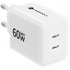 Forcell F-Energy GaN III Crystal Color VT-60 60W PD QC 4.0 sienas lādētājs ar 2x USB-C, balts + kabelis