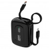 Dudao K32 pārnēsājamais akumulators 22.5W 10000 mAh ar iebūvētu USB-C/Lightning kabeli - melns