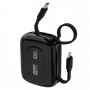 Dudao K32 pārnēsājamais akumulators 22.5W 10000 mAh ar iebūvētu USB-C/Lightning kabeli - melns