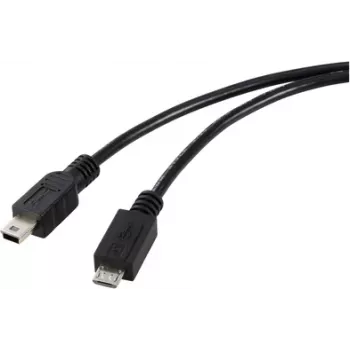 Renkforce USB 2.0 kabelis Micro-USB uz Mini-USB, 0,5 m, melns