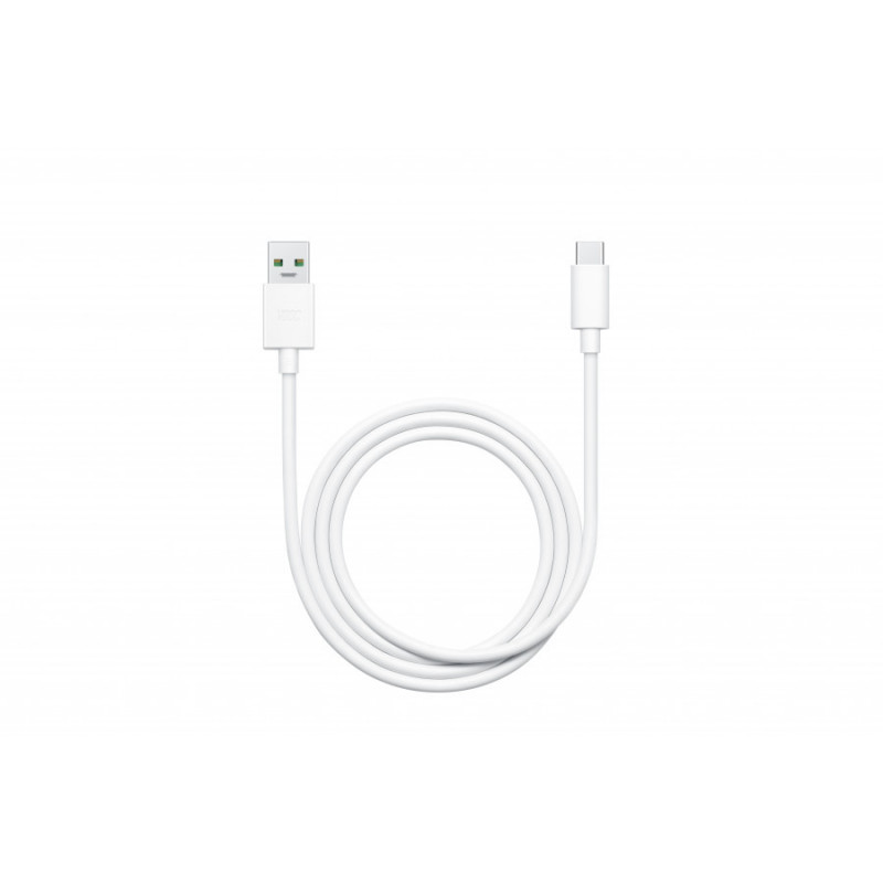 OPPO VOOC kabelis USB-A uz USB-C, 8 A, 1 m, balts (DL149)