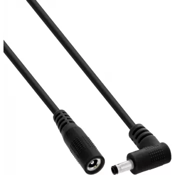 InLine® DC pagarinājuma kabelis ar leņķa spraudni, 4.0 x 1.7 mm, melns, 0.5 m