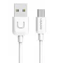 USAMS US-SJ098 U-Turn Micro USB uz USB datu un ātrās uzlādes kabelis, 2 A, 1 m, balts